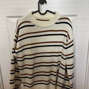 Striped Crew Oversized Neck Sweater